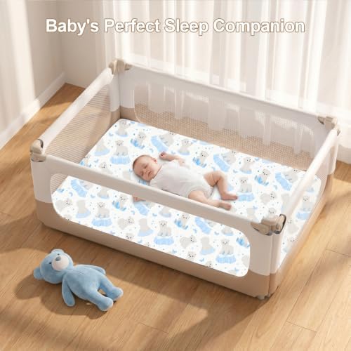 Pack N Play Sheets Fitted, Mini Crib Sheets, Breathable Soft Unisex Playard - Image 4