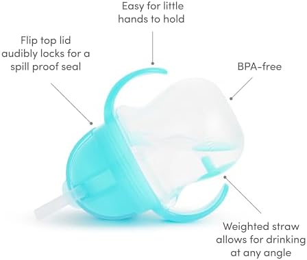 Munchkin Any Angle Sippy Cup for Toddlers, Spill Proof Weighted Straw Cup - Image 6