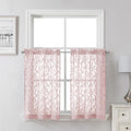 Lecloud Leia Blush Pink Sheer Kitchen Curtains 30 Inch Length 2 Pcs, Leaf by Lecloud