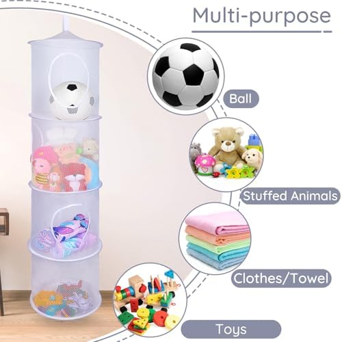 Basumee Hanging Stuffed Animals Storage, 2 Pack Mesh Plush Storage - Image 5