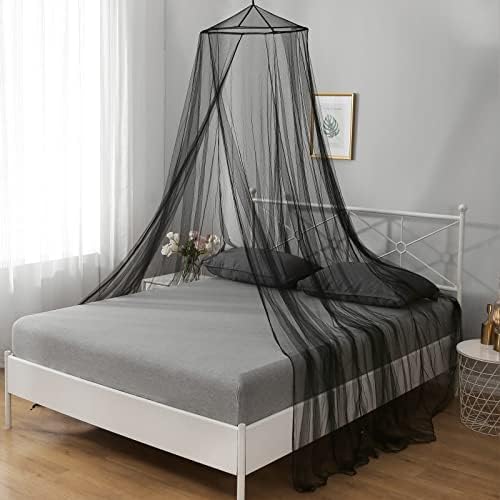 Mosquito Net Bed Canopy for Girls Black Bed Curtains Tent Twin Queen Size by VISATOR