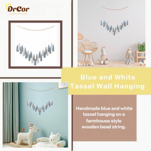DrCor Dusty Blue Boho Macrame Garland Wall Hanging Decor - Image 2