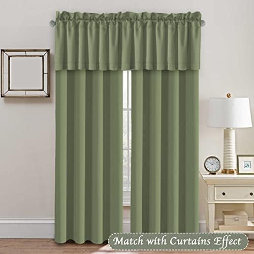 H.VERSAILTEX Blackout Kitchen Sage Green Curtain Valances, Short Window Valance - Image 3