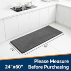 Chenille Bathroom Runner Rug 24"x60" Dark Gray, Plush Bath Mat - Image 2