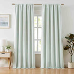 ZJDECOR Green White Striped Full Blackout Curtain Panels 90 Inches Long by ZJDECOR
