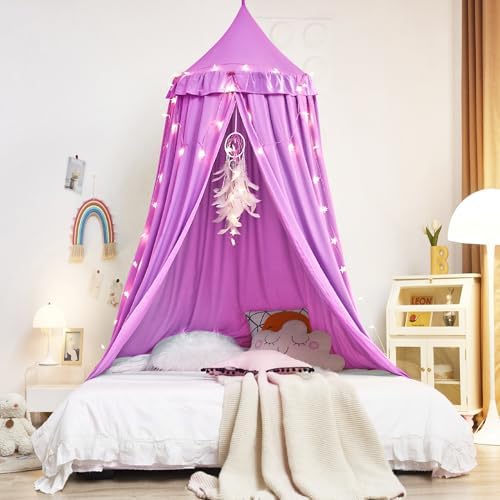 Kertnic Decor Princess Canopy for Girls Bed, Soft Smooth Playing Tent Canopy - Image 2