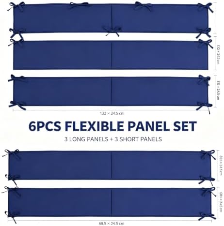 MATISUN Crib Rail Cover, 5cm Foam Panels, 3 Long 3 Short Foldable Panels - Image 2