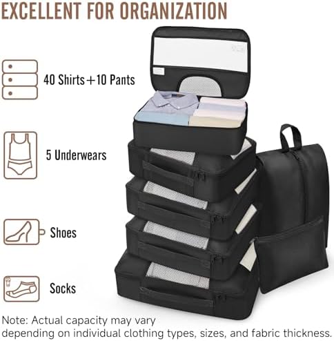 Veken 10 Set Packing Cubes for Travel Essentials, Anti-Wrinkle Buckled Suitcase - Image 5