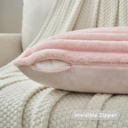 FUTEI Pack of 2 Faux Fur Throw Pillow Covers 18x18 Inch - Image 3