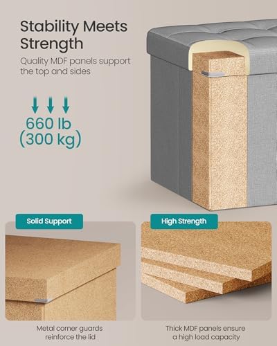 SONGMICS 43.3 Inches Folding Storage Ottoman Bench, Load 660 lb - Image 5