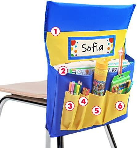 Chair Pockets for Classroom, Chairback Buddy Organizer by AUVCAS