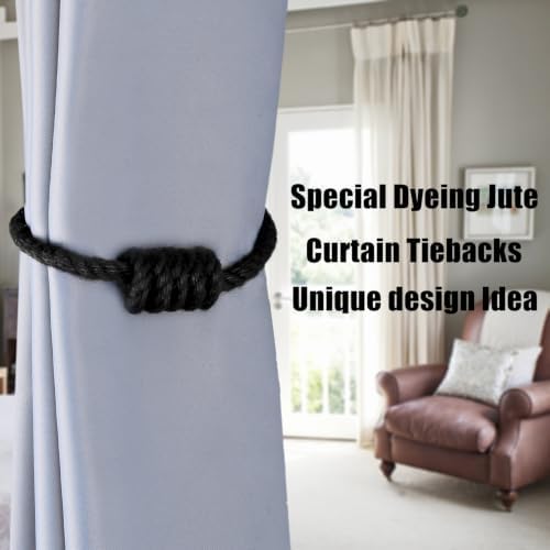 BEL AVENIR Magnetic Jute Curtain Tiebacks 2 Pack Hand-Woven Curtain Ties - Image 6