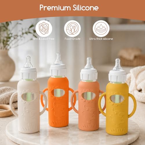 4 Pack Silicone Sleeves for Dr. Brown's Glass Baby Bottles, Anti Breakage Baby - Image 6