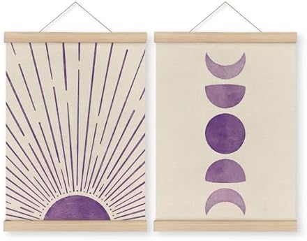 MAQIKA Purple Sun and Moon Wall Decor Poster Framed by MAQIKA