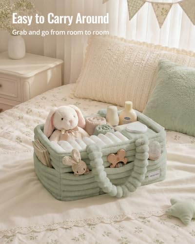 Blissful Diary Flannel Diaper Caddy Organizer & Gift Packaging, Light Green - Image 5
