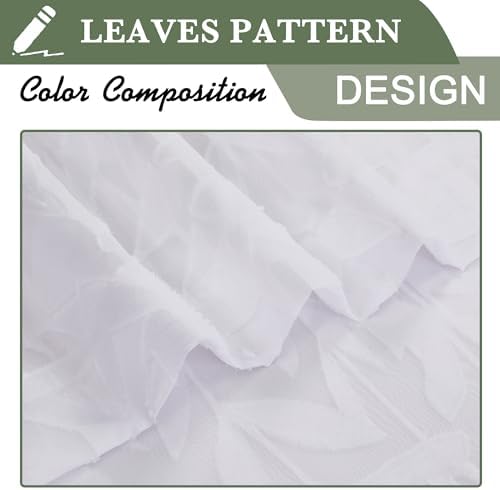 Lecloud Leia White Sheer Curtains 45 Inch Length 2 Panels, Elegant Balance - Image 4