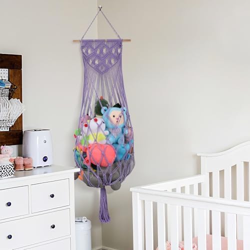 63Inch Stuffed Animal Storage Net Corner, Macrame Toy Hammock - Image 2