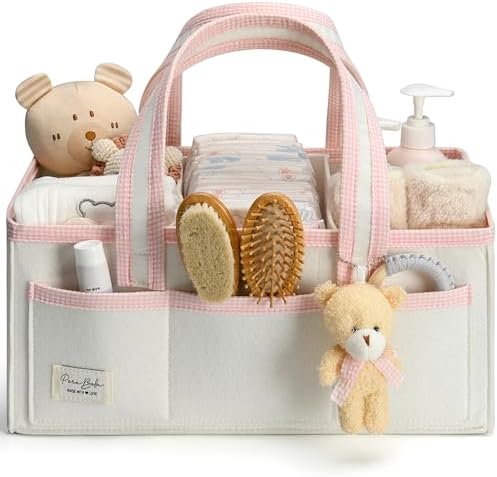 PeraBella Baby Diaper Caddy Organizer, XL Baby Basket Shower Gift Caddy by PeraBella