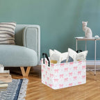 Pink Bow Canvas Storage Basket Waterproof Laundry Hamper - Image 7