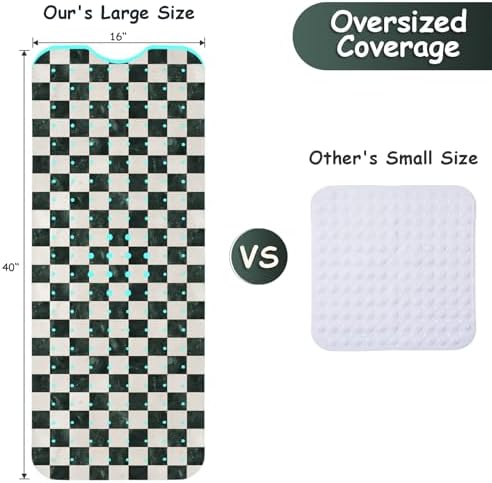 Bathtub Mat Non Slip, Checkered Extra Long Bath tub Mat Shower Floor Mat - Image 2