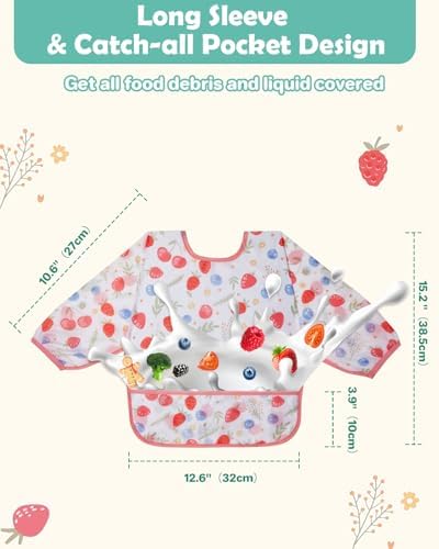 Lictin 3 Pack Baby Bibs for Boy or Girl, Cute Long Sleeve Bib - Image 5