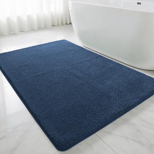 Polyester Bathroom Rug 40"x60" Navy Blue, Large Soft Bath Mat by Kildoss