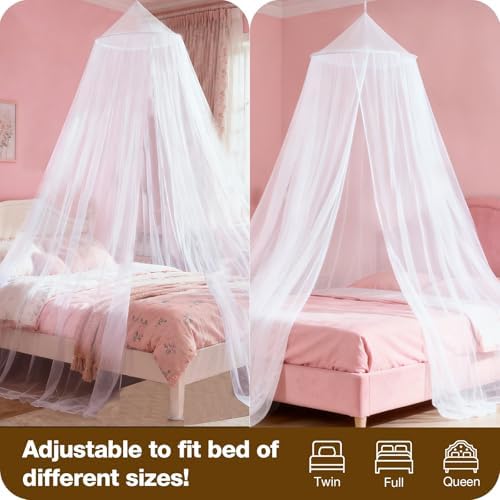 White Bed Canopy for Girls, Round Canopy from Ceiling - Image 2