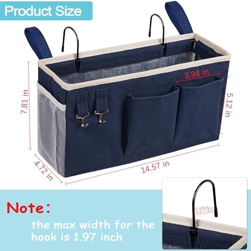 Bedside Caddy, Bedside Storage Bag Hanging Organizer - Image 3