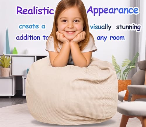 Stuffed Animal Bean Bag Storage Chair Cover Soft Washable Stuffable Removable - Image 2