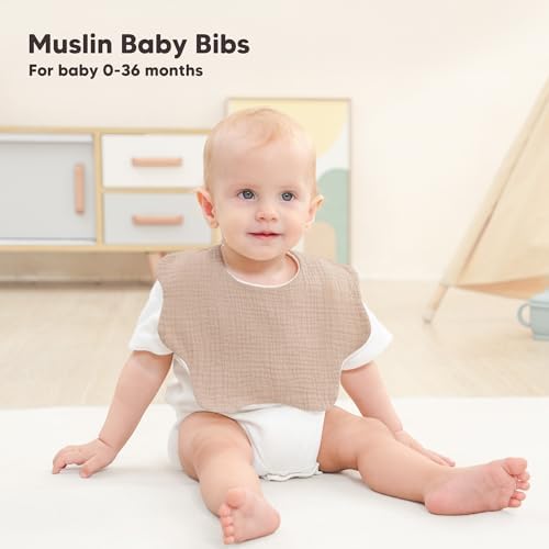 Bearmoss Baby Bibs for Drooling & Teething 8 Pack Muslin Cotton Bibs - Image 2