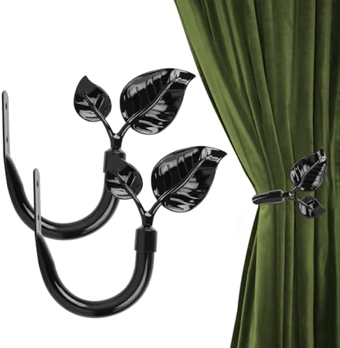 HIKMLK Leaf Shaped Curtain Tieback Holdbacks 2pcs, Handmade Metal Curtain Side by HIKMLK