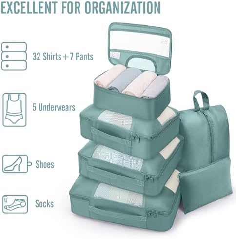 Veken 8 Set Packing Cubes for Travel Essentials, Anti-Wrinkle Buckled Suitcase - Image 5