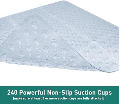 Large Square Shower Mat Bathtub Bath Mat Non Slip Clear 27"x27" - Image 4
