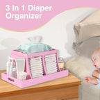 Three colors Diaper Organizer, Wooden Diaper Caddy Organizer, Changing Table - Image 2