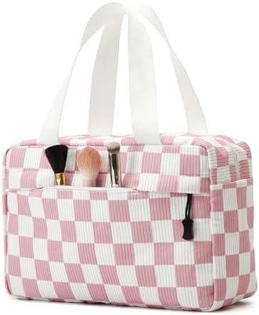 Large Makeup Bag for Women Corduroy Cosmetic bag Make up Bags Zipper Pouch - Image 2