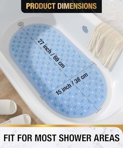 HITSLAM Oval Bathtub Mat Non Slip, 27x15 Inch Bubble Bath Tub Mat - Image 5