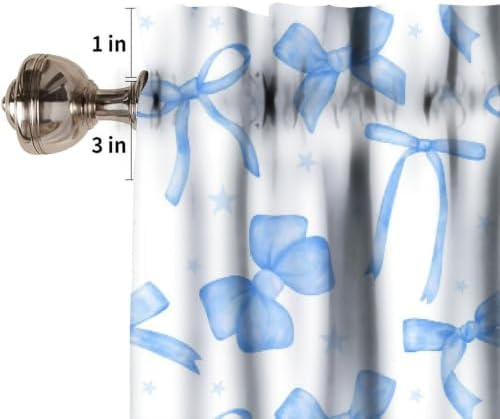 Blue Bow Valance for Girls Bedroom, Watercolor Ribbon Bow Princess Romantic - Image 3