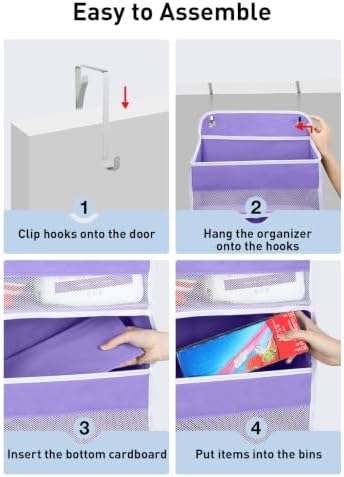 Yecaye Over the Door Organizer forNursery Closet 35.2lbs Load Purple 4 Tier - Image 6