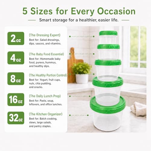 EONJOE 8oz Small Plastic Freezer Food Containers - Image 3