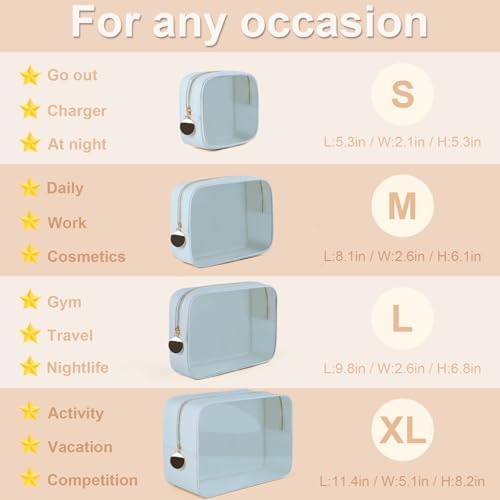 YOPCDJ 4PCS Clear Makeup Bag Set, Waterproof TPU Purse Organizer Pouches - Image 3
