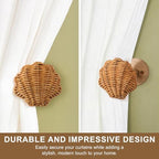 Leinuosen 2 Pack Boho Curtain Holdbacks Rattan Tiebacks - Image 4
