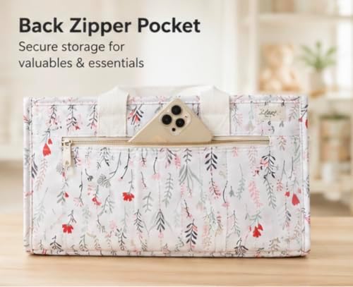 Diaper Caddy Organizer, Floral Design, Portable Nursery Basket - Image 2
