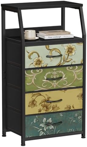Furnulem Retro Small Dresser for Bedroom, Tall Nightstand by Furnulem