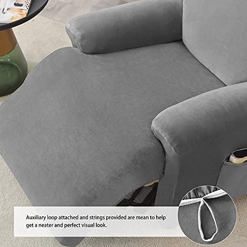 Stretch Recliner Covers, 4-Piece Ultra Soft Velvet Recliner Chair Slipcover - Image 5