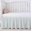 Mindsoft Green Scallop Edge Cotton Crib Skirt Ticking Strip Farmhouse Chic by Mindsoft