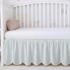 Mindsoft Green Scallop Edge Cotton Crib Skirt Ticking Strip Farmhouse Chic by Mindsoft