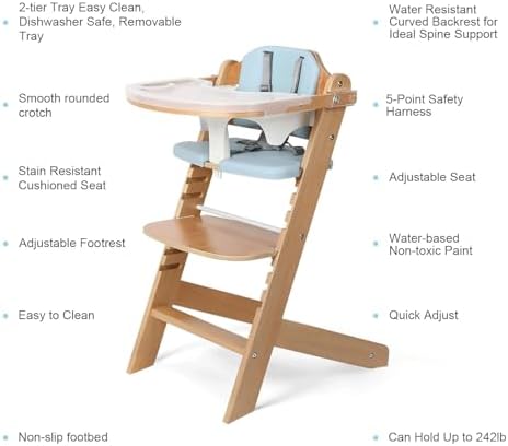 Cowiewie 3-in-1 Convertible Natural Wooden High Chair - Image 2