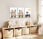 3Pcs Cute Farm Animals Canvas Wall Art Nursery Cartoon Watercolor Animal - Image 3