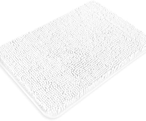 Yeaban Chenille White Bathroom Rug 20"x32", Non-Slip Rubber Backing by Yeaban