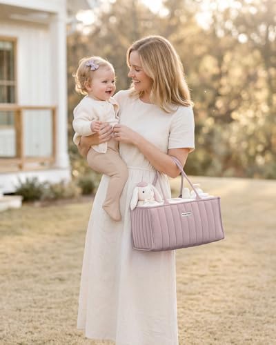 Blissful Diary Baby Diaper Caddy Organizer, Nursery Storage, Mauve Pink - Image 2